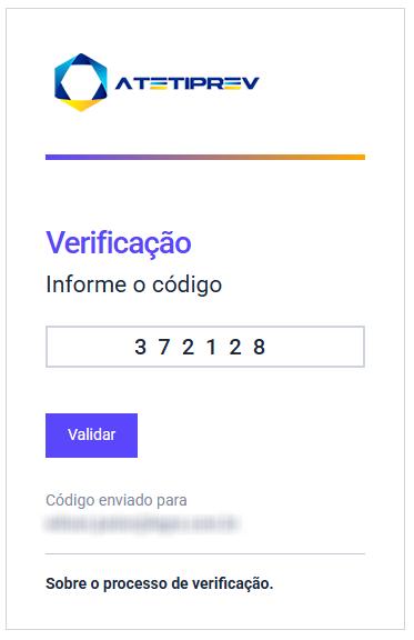 Passo 3: volte à página e informe o código recebido. Image